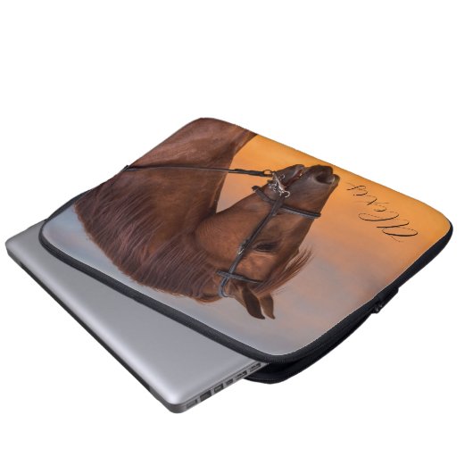 Schönes Brown Thoroughbred Pferd Laptopschutzhülle (Vorne Knopf)