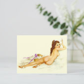 Schönes brünettes ! Vintages Button Postkarte (Stehend Vorderseite)