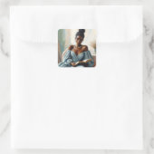 Schönes Buch der Schwarzen Frau Quadratischer Aufkleber (Tasche)