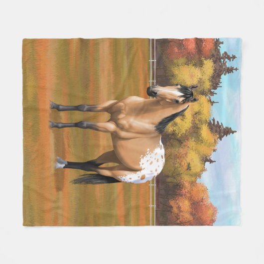 Schönes Buckskin Appaloosa Viertelpferd Fleecedecke (Vorderseite (Horizontal))