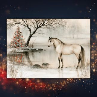 Schönes Buckskin-Pferd Winter Weihnachten