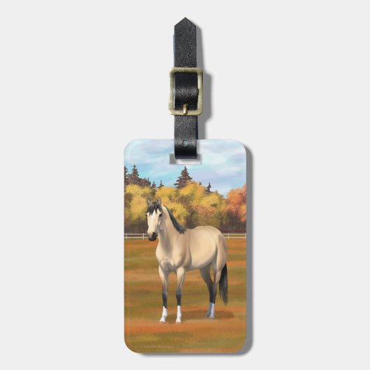 Schönes Buckskin Quarter Horse Gepäckanhänger (Vorderseite vertikal)