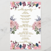 Schönes Budget Elegantes botanisches Hochzeitsprog (Rückseite)