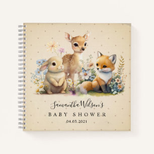 Schönes Bunny Deer Fox Baby Showbuch Notizblock