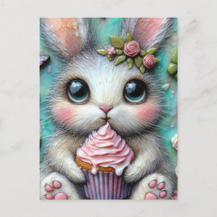Schönes Bunny mit Cupcake Postkarte