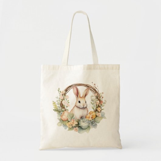 Schönes Bunny Rabbit mit Frühlingsblumen Tragetasche (Vorne)