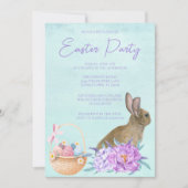 Schönes Bunny Rabbit Pastel Floral Ostern Party Einladung (Vorderseite)