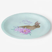 Schönes Bunny Rabbit Pastel Floral Ostern Party Pappteller (Schrägansicht)