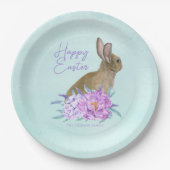 Schönes Bunny Rabbit Pastel Floral Ostern Party Pappteller (Vorderseite)