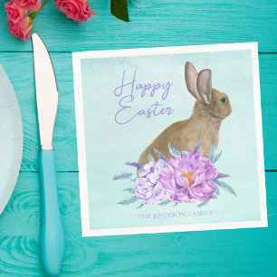 Schönes Bunny Rabbit Pastel Floral Ostern Party Serviette