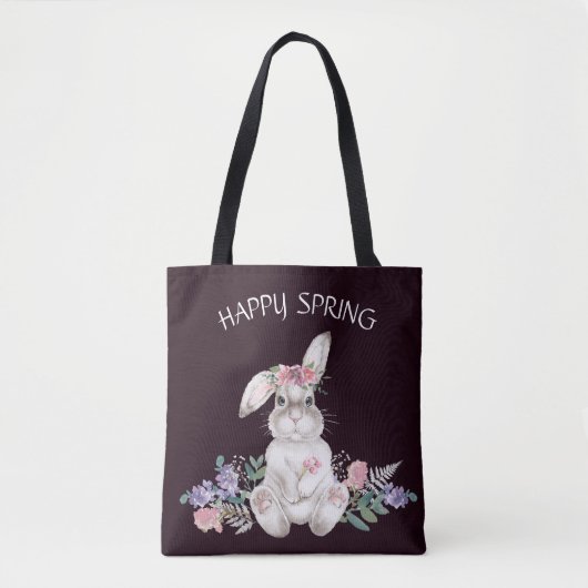 Schönes Bunny - Reversible Blumen glücklicher Früh Tasche (Vorderseite)