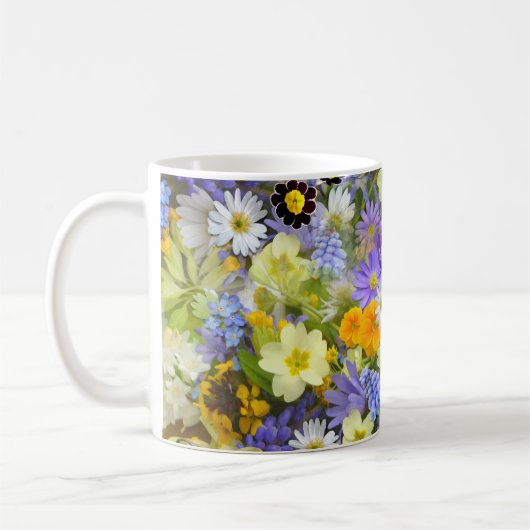 Schönes buntes Bett von Blume Kaffeetasse (Links)