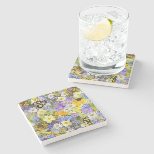 Schönes buntes Bett von Blume Steinuntersetzer (Seitenansicht)