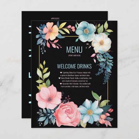 Schönes buntes Blumenmenü (Vorne/Hinten)