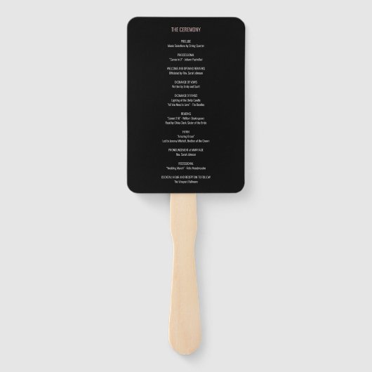 Schönes buntes Hochzeitsprogramm für Wasserfarben Fächer (Rückseite)