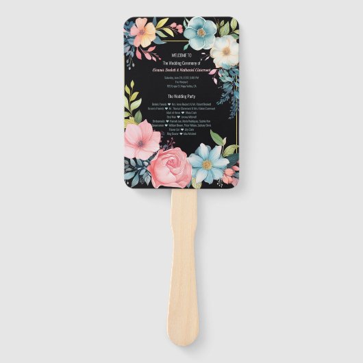 Schönes buntes Hochzeitsprogramm für Wasserfarben Fächer (Vorderseite)