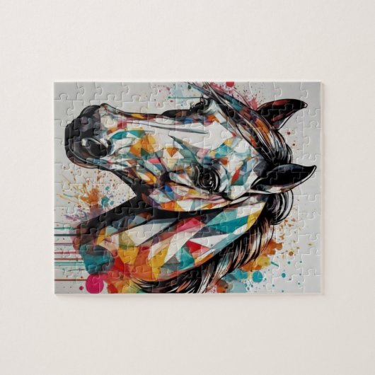 Schönes, buntes Pferd, Reitstall Puzzle (Horizontal)