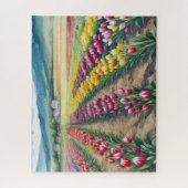 Schönes buntes Tulip-Feld Puzzle (Vertikal)