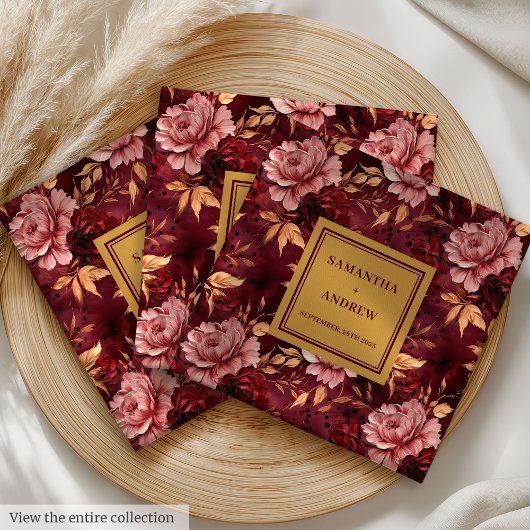 Schönes Burgund Blush Gold Hochzeitsessen Napkins Serviette