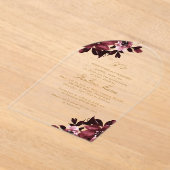 Schönes Burgund-Floral-Formal Quinceañera Acryleinladungen (Ablage )