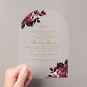 Schönes Burgund-Floral-Formal Quinceañera Acryleinladungen (Insitu (Handheld))