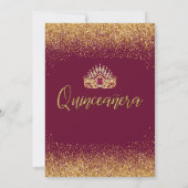 Schönes Burgund und Gold Quinceñera Einladung (Rückseite)