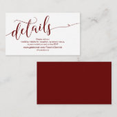Schönes Burgund, Website für Hochzeiten Details Begleitkarte (Vorne/Hinten)