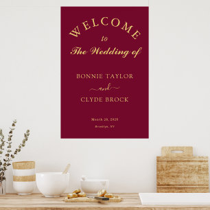 Schönes Burgundy Wedding Presentation Poster