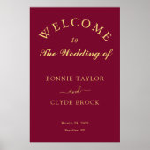 Schönes Burgundy Wedding Presentation Poster (Vorne)