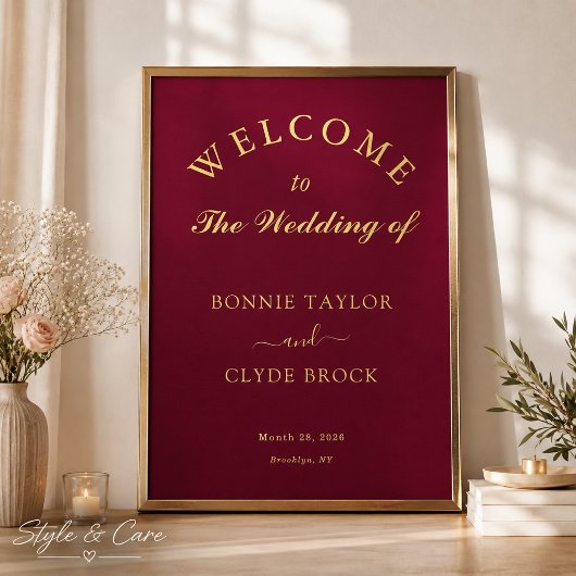 Schönes Burgundy Wedding Presentation Poster