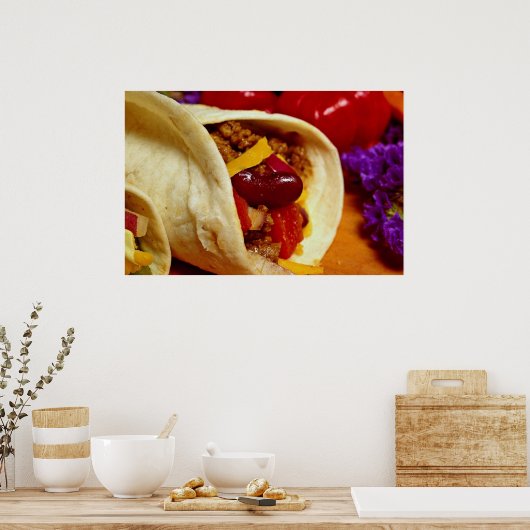 Schönes Burrito Rezept für Lebensmittelliebhaber Poster (Küche)