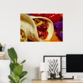 Schönes Burrito Rezept für Lebensmittelliebhaber Poster (Heimbüro)