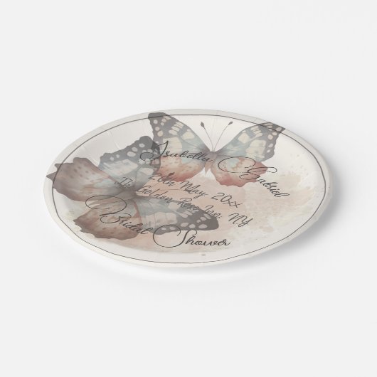 Schönes Butterfly Brautparty Pappteller (Schrägansicht)