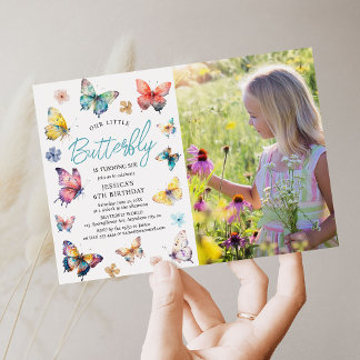 Schönes Butterfly-Foto Girl de la Frontera Geburts Einladung