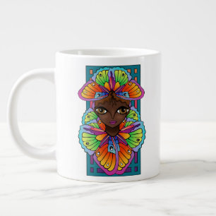 Schönes Butterfly Girl Custom Cut Vinyl Sticker Jumbo-Tasse