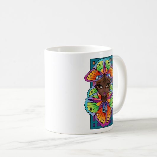 Schönes Butterfly Girl Custom Cut Vinyl Sticker Kaffeetasse (VorderseiteRechts)