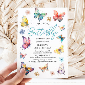 Schönes Butterfly-Mädchen zum Geburtstag Einladung