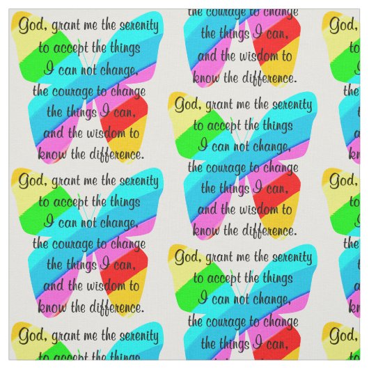 SCHÖNES BUTTERFLY SERENITY PRAYER DESIGN STOFF (Muster)