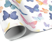 Schönes Butterfly Wasserfarbiges Muster Geschenkpapier (Rolleneckpunkt)