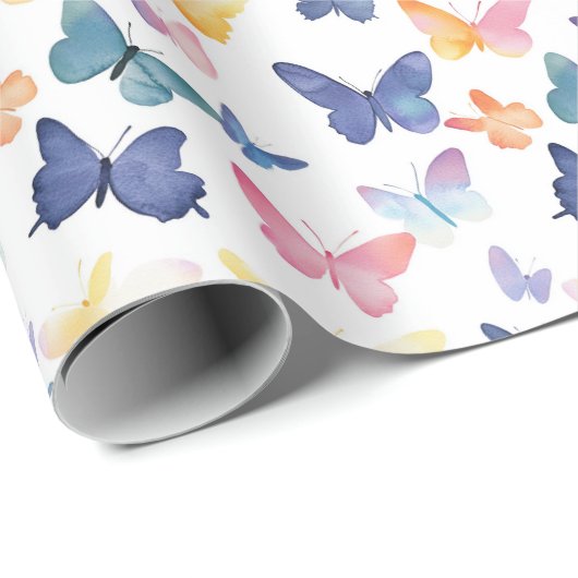 Schönes Butterfly Wasserfarbiges Muster Geschenkpapier (Rolleneckpunkt)