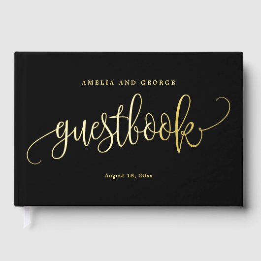 Schönes Calligraphy Editable Color Foil Gästebuch (Vorderseite)