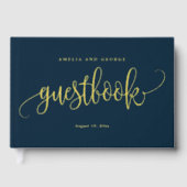 Schönes Calligraphy Editable Color Foil Gästebuch (Vorderseite)