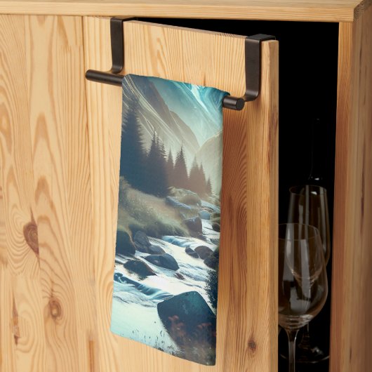 Schönes Camping mit Bergen und Zelt Geschirrtuch (Drittel gefaltet)