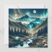 Schönes Camping mit Bergen und Zelt Karte (Vorderseite)