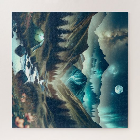 Schönes Camping mit Bergen und Zelt Puzzle (Horizontal)