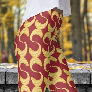 Schönes Carmine Red and Gold Curves Muster Leggings