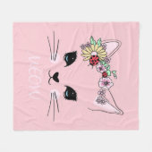 Schönes Cat Face Meow Pink Niedlich Kitten Funny C Fleecedecke (Vorderseite (Horizontal))