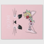Schönes Cat Face Meow Pink Niedlich Kitten Funny C Geschenkpapier (Flach)