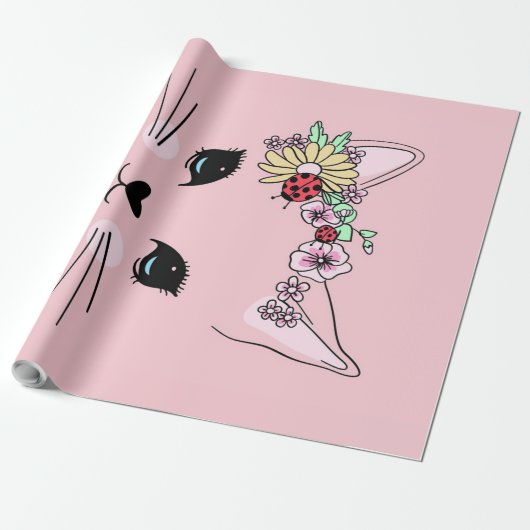 Schönes Cat Face Meow Pink Niedlich Kitten Funny C Geschenkpapier (Ungerollt)