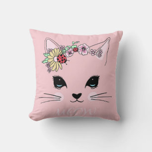 Schönes Cat Face Meow Pink Niedlich Kitten Funny C Kissen